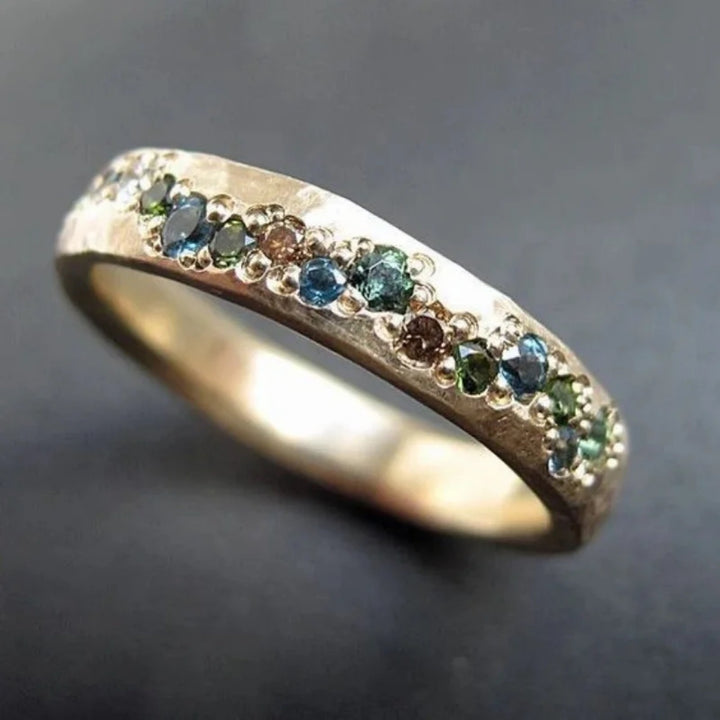 Zircon Ring Jewelry Starry Sky Opal Minimalist Design