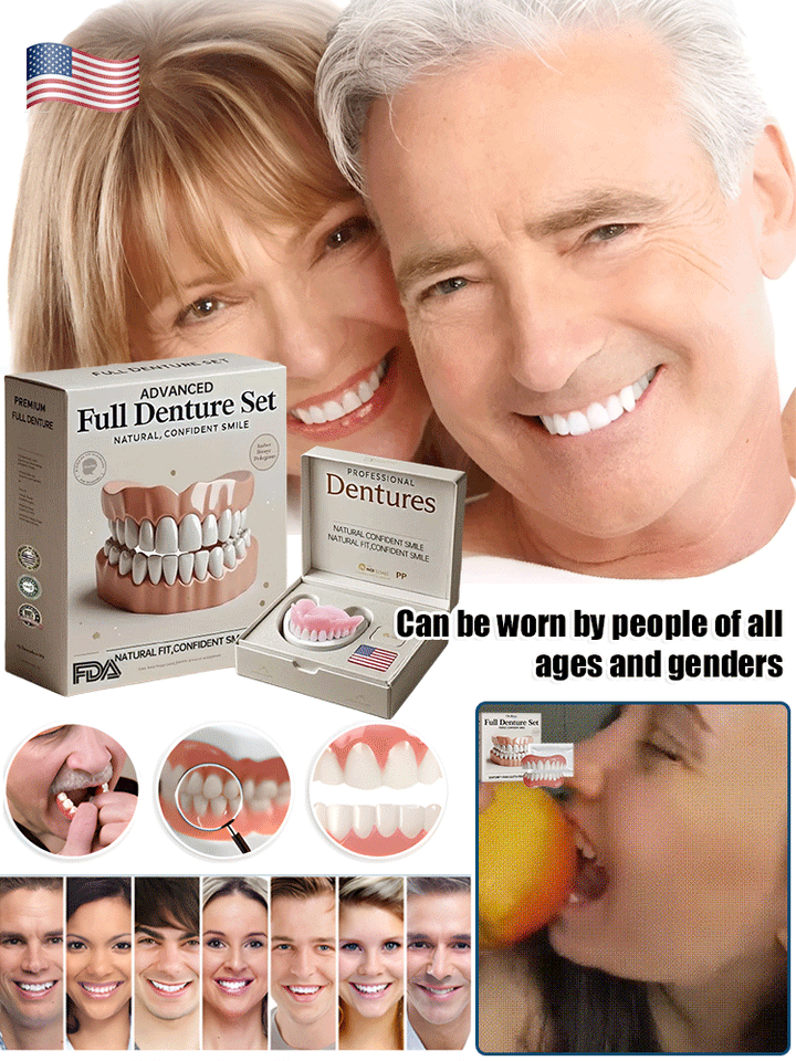 Flexible Denture Set for Upper and Lower Jaw – Reusable and Custom-Fit