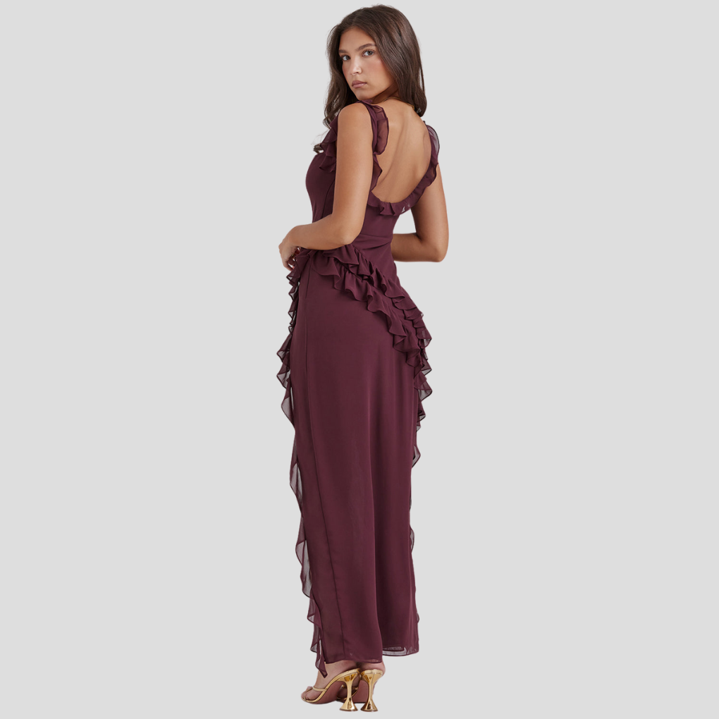 Ruffle Detail Adjustable Strap Melantha Dress