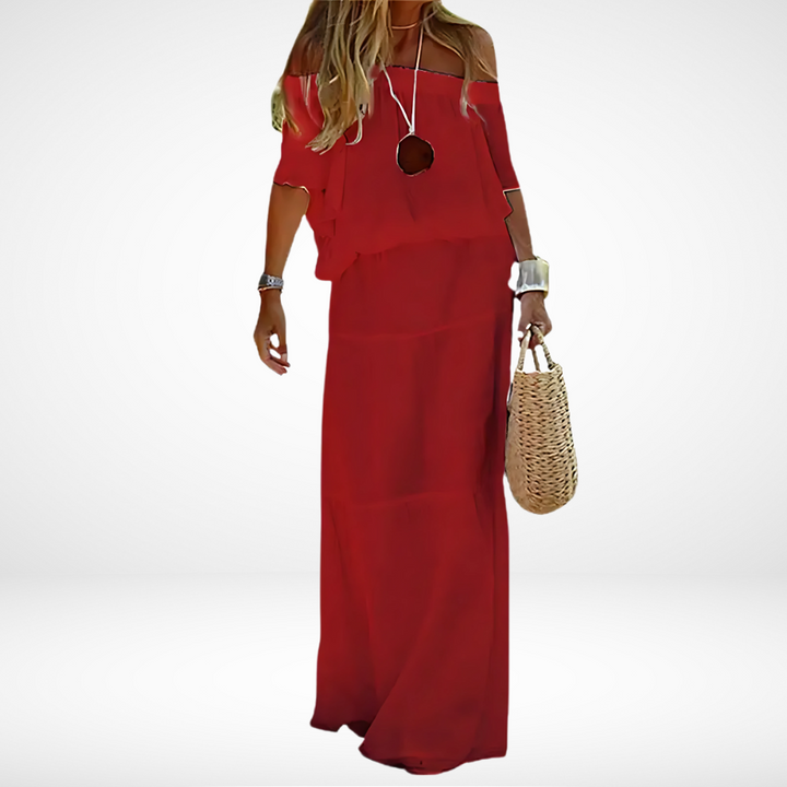 Elegant White Off-Shoulder Maxi Beach Dress