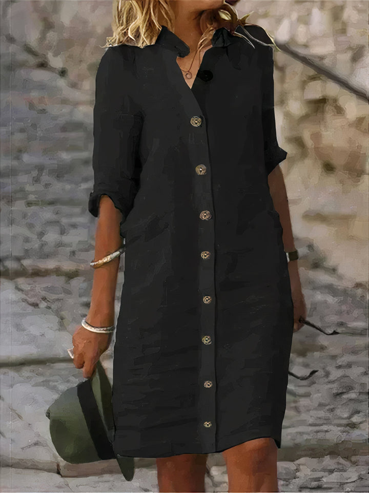 Casual Summer Linen Midi Dress – Rena