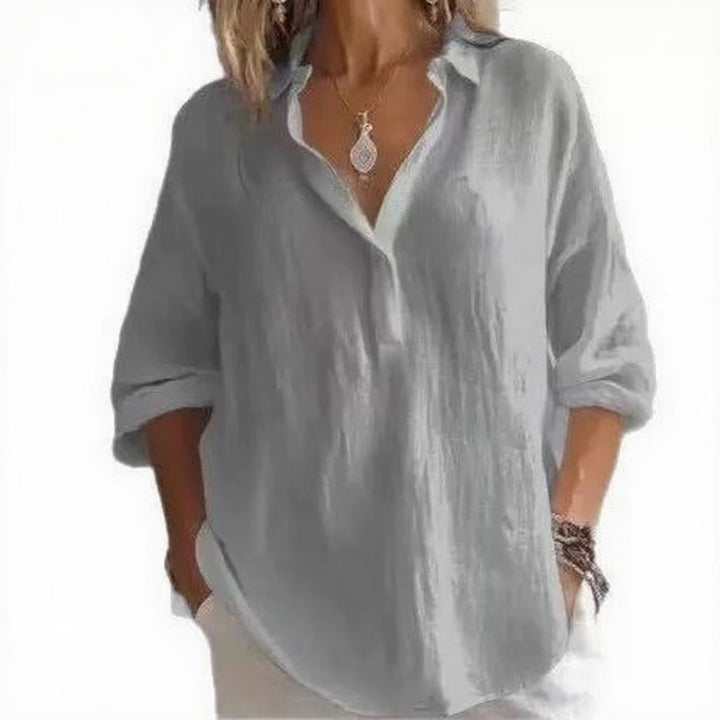 Womens Casual Loose Fashion Solid Color Long-Sleeve Top