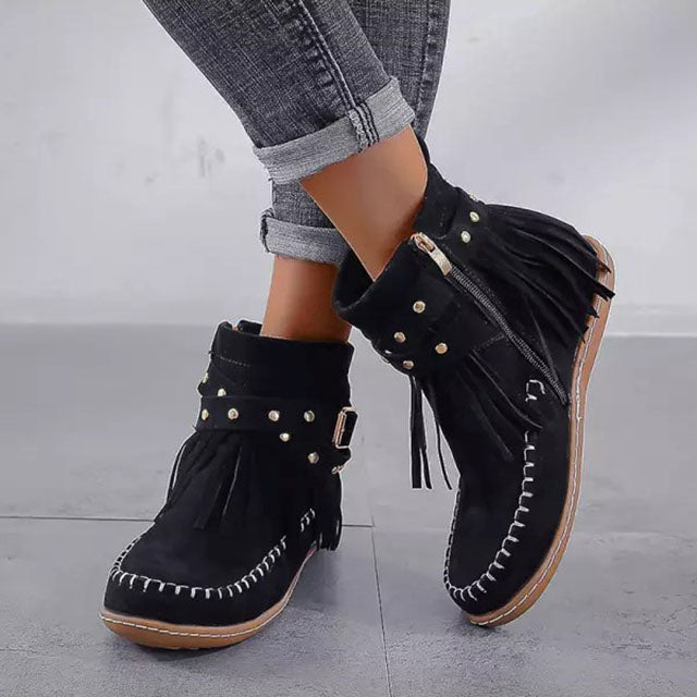 Vintage Warm Fringed Boots - Mira