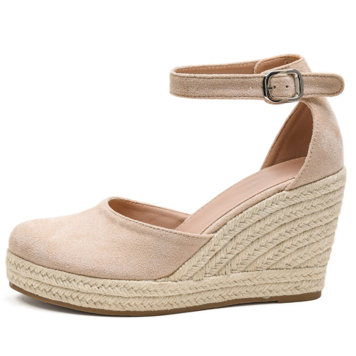 Womens Straw-Woven Jute-Strand High-Heel Sandals
