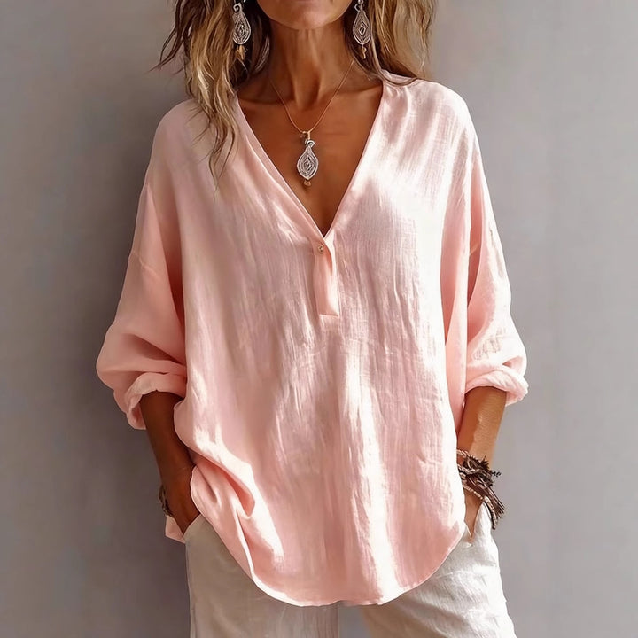Womens Casual Loose Fashion Solid Color Long-Sleeve Top
