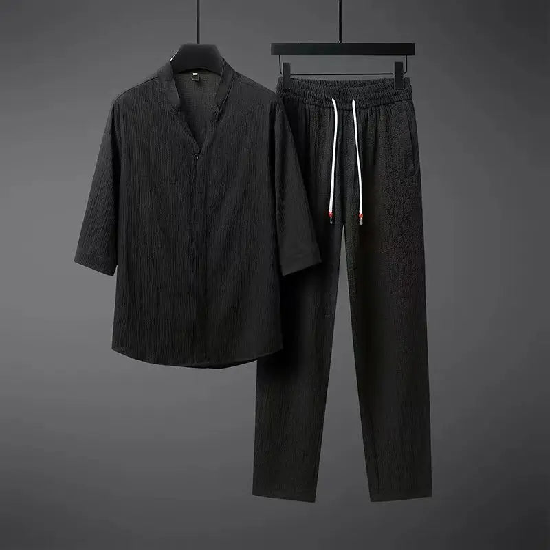 Vintage Linen Tracksuit Men's 2-Piece Set