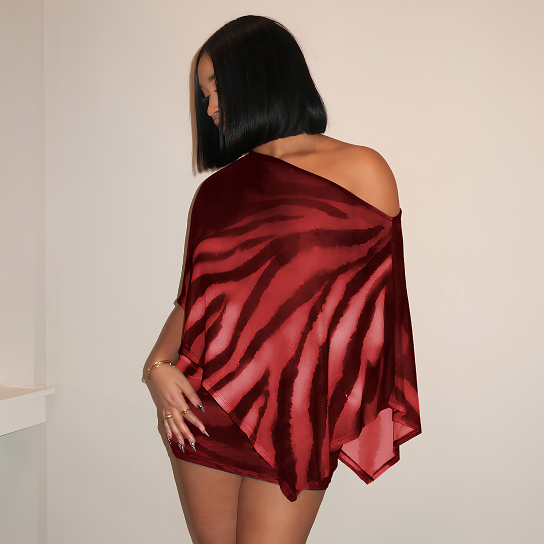 Women’s Claw Print Off Shoulder Top and Bodycon Midi Skirt Set