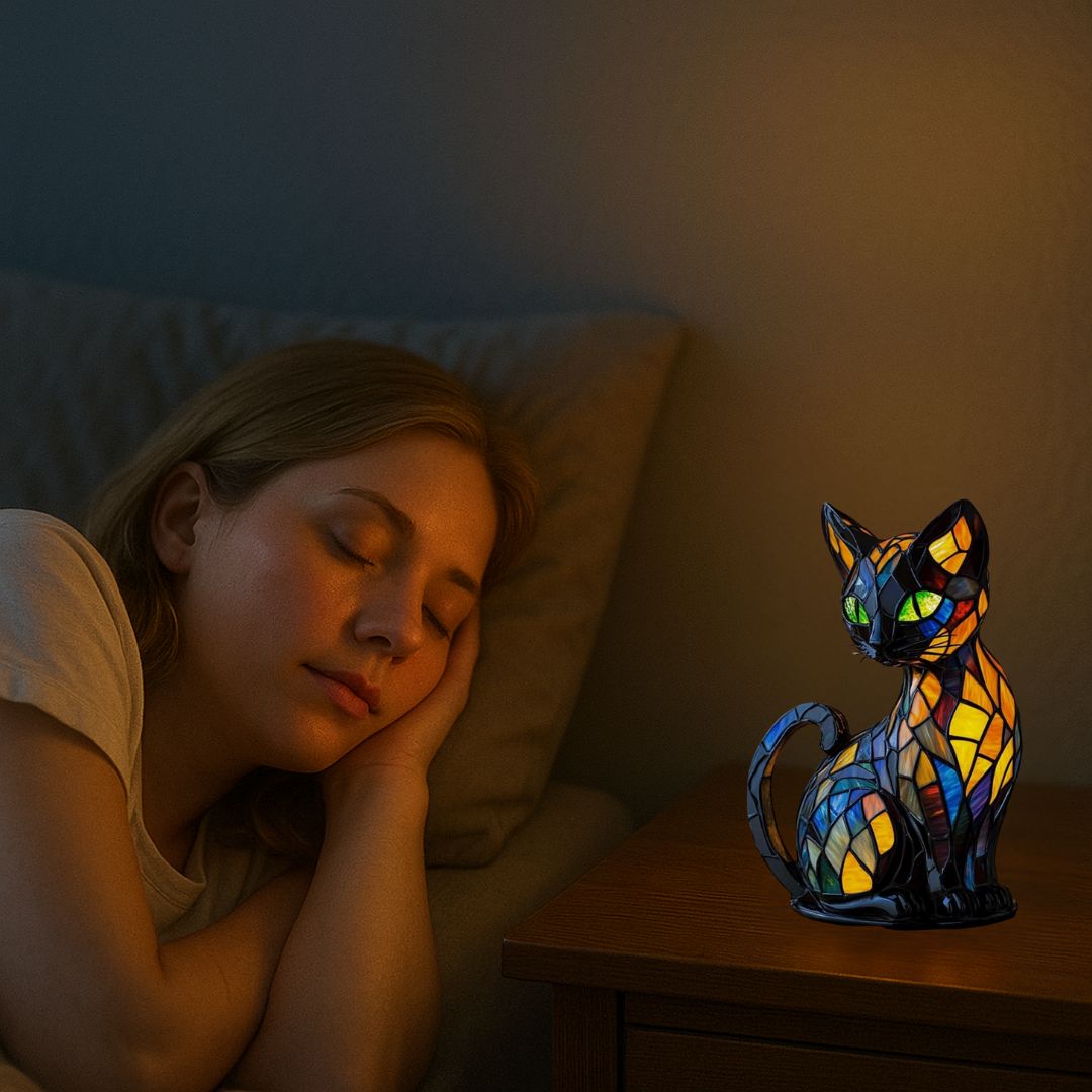 Dekorative Katzenlampe mit Mosaikdesign und Warmem Ambientelicht – Elegante Wohndekoration