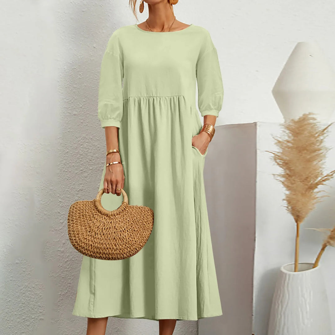 Casual Loose Patchwork Midi Dress Effortless Style Meets Everyday Comfort