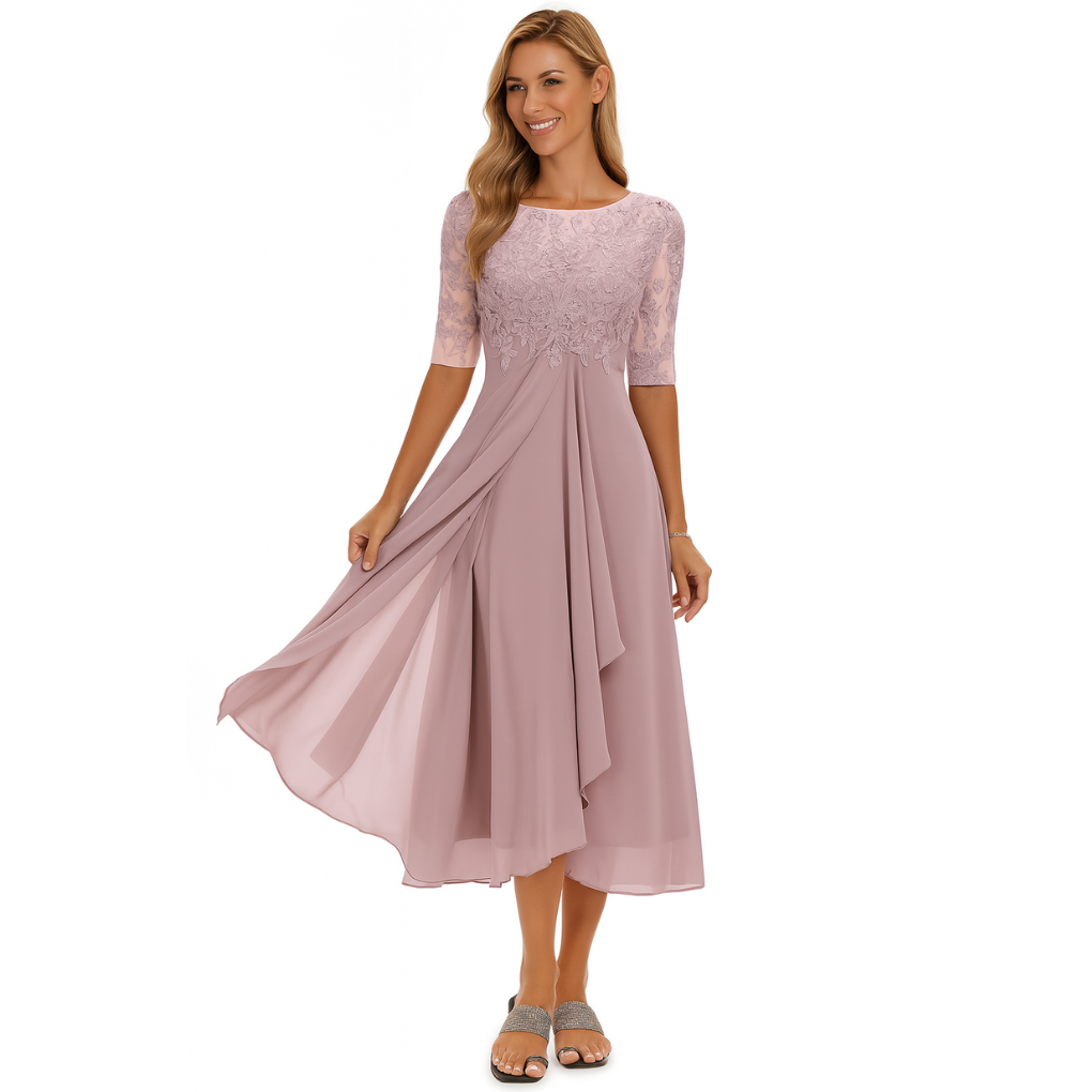 Women’s Lace & Chiffon Midi Dress