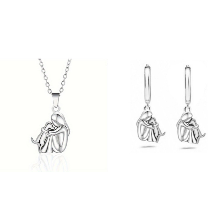 Fashion Little Girl And Dog Hug Necklace