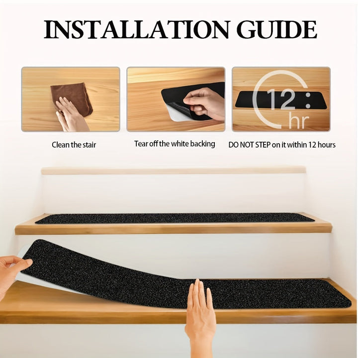 Anti-Slip Stair Treads 10-pc – 6"x24", 80-Grit, Weather-Resistant