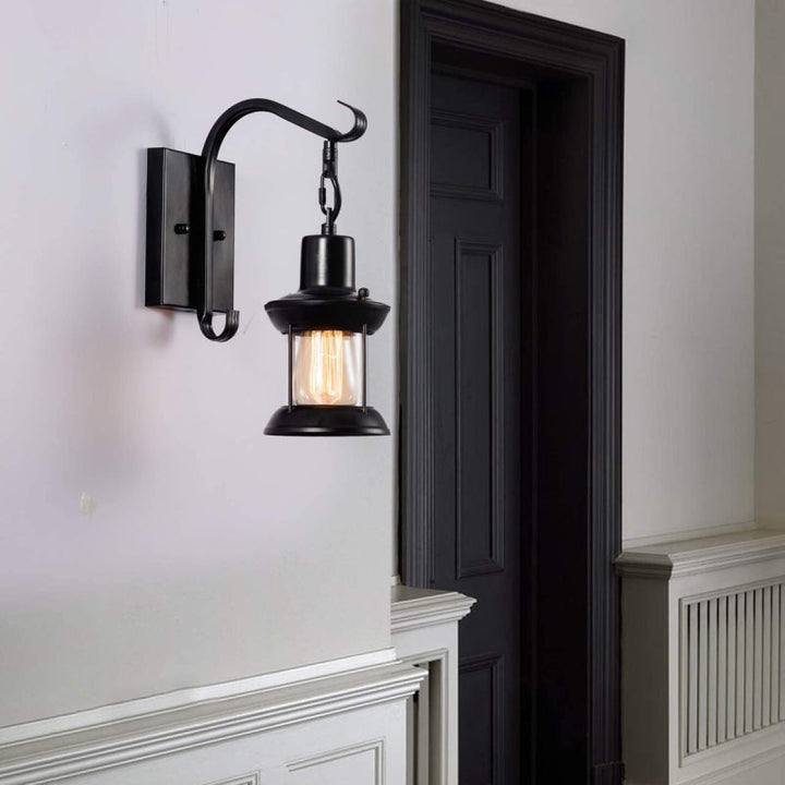 Silva Industrial Retro Wall Light Black/Bronze Interior Metal/Glass