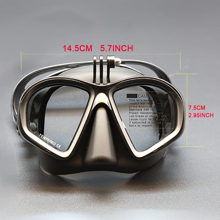Gehärtete Tauchmaske mit Tasche - Taucherbrille mit Antifog und Kamerahalterung