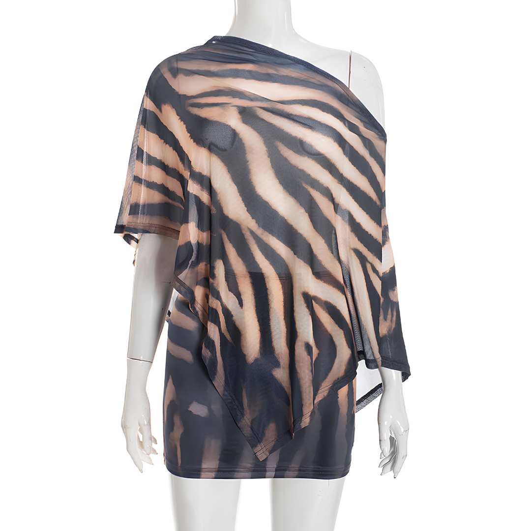 Women’s Claw Print Off Shoulder Top and Bodycon Midi Skirt Set