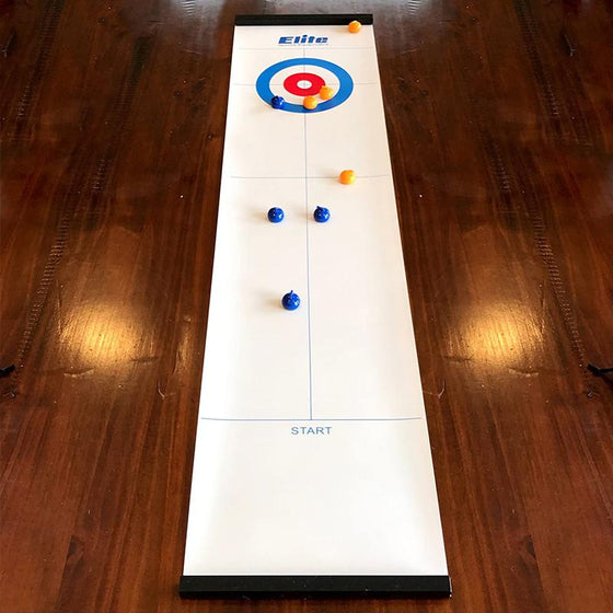 Mini-Curling-Spiel für zu Hause mit rutschigen Steinen und magnetischen Stöcken