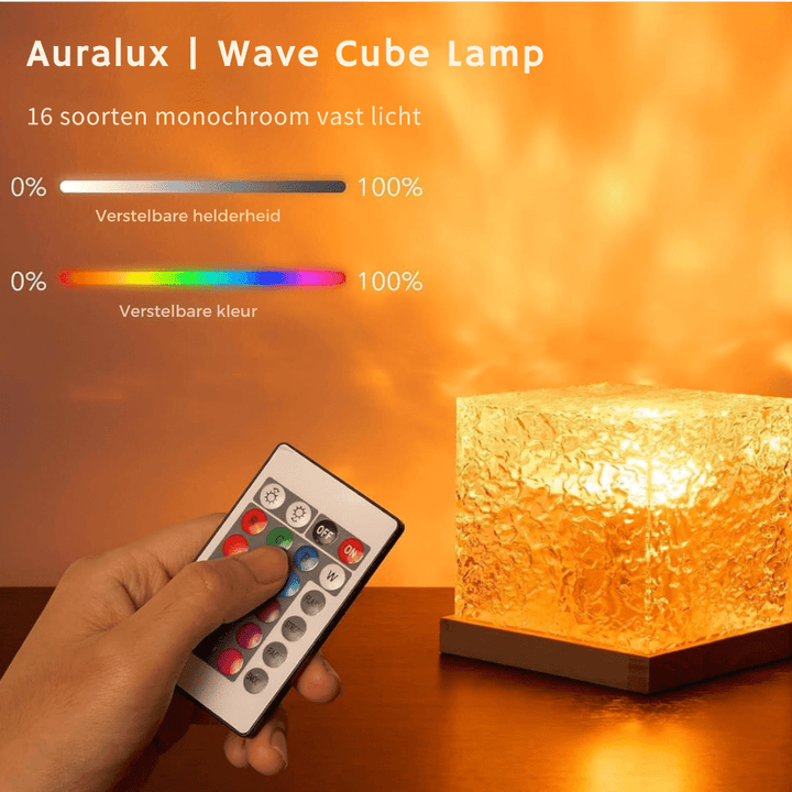 Wave Cube LED Table Lamp with Flowing Coloured Light Waves