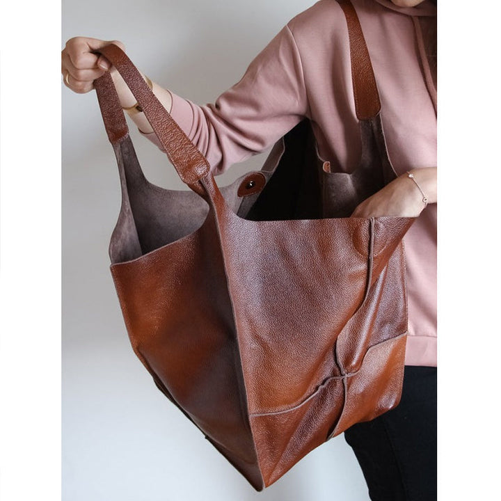 Oversized Leather Vintage Shoulder Bag for Women
