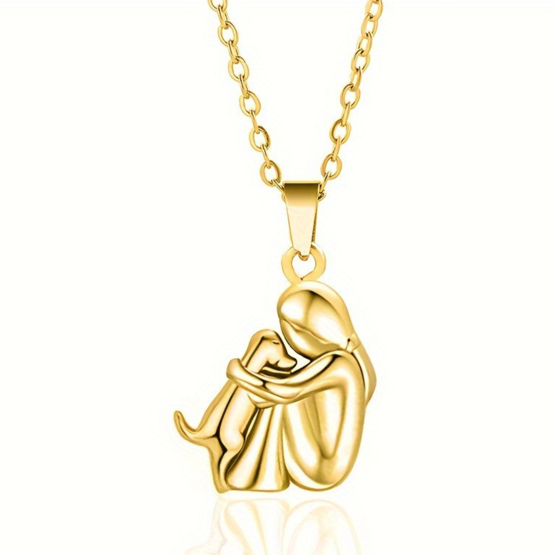 Fashion Little Girl And Dog Hug Necklace
