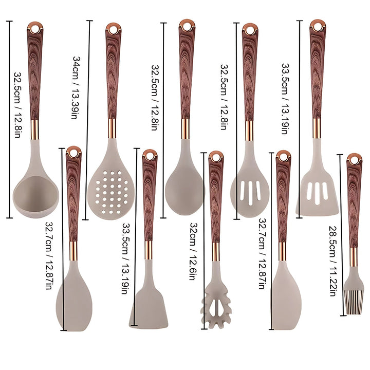 Luxe Silicone Cooking Utensils 10-Piece Set