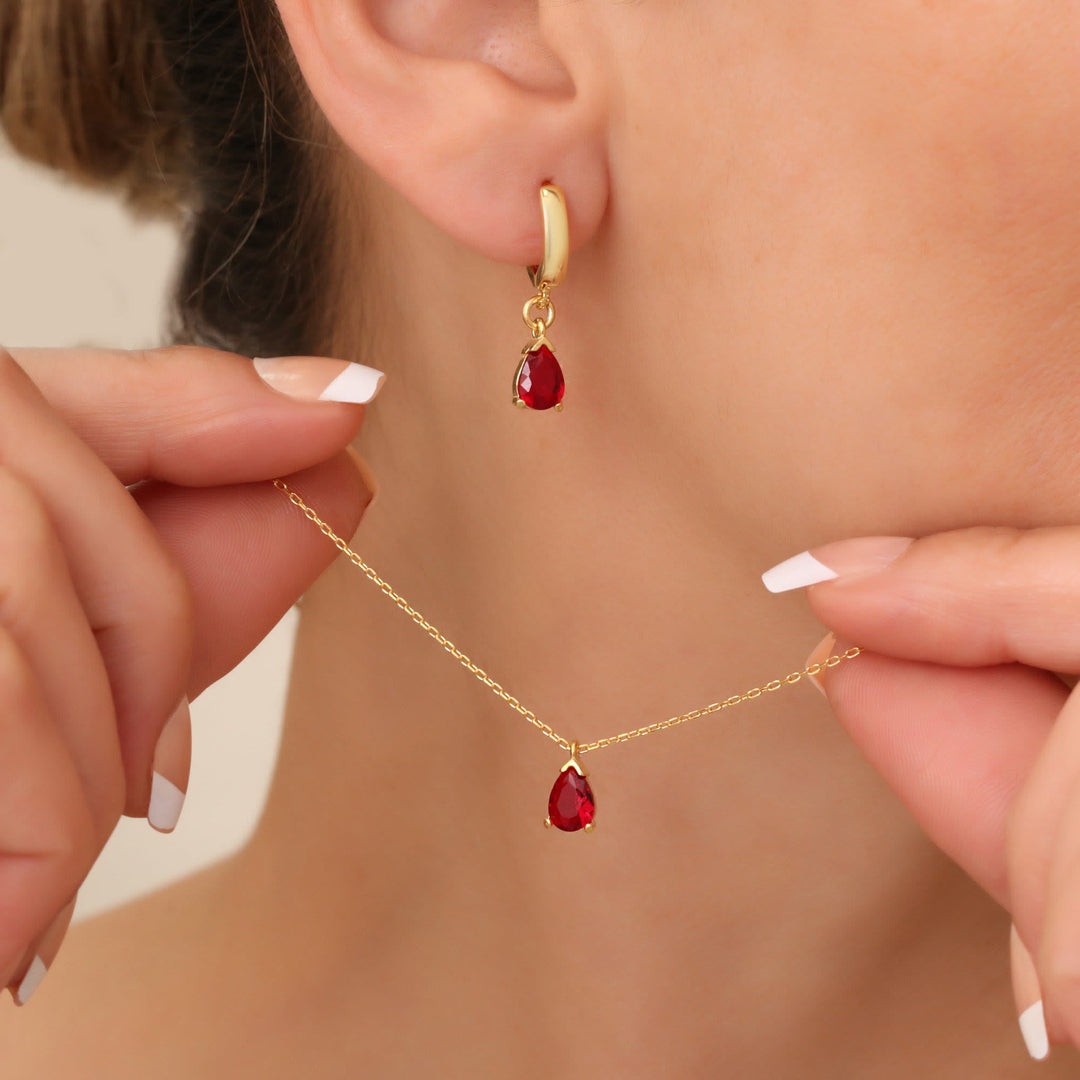Stylish Garnet Birthstone Jewellery Set - Liora