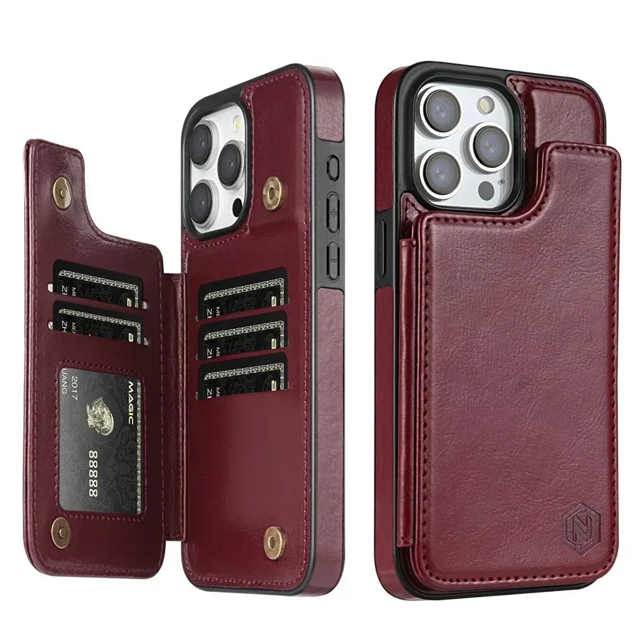 LeatherGuard | Elegant Leather Case with Card Compartments and Magnetic Closure | Vanero