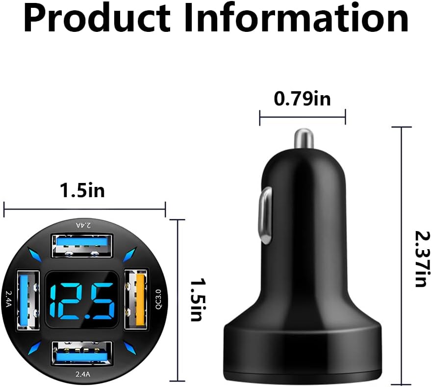66W Super-Fast Car Charger with USB PD & QC 3.0 – Universal for 12-24V Cigarette Lighter Sockets