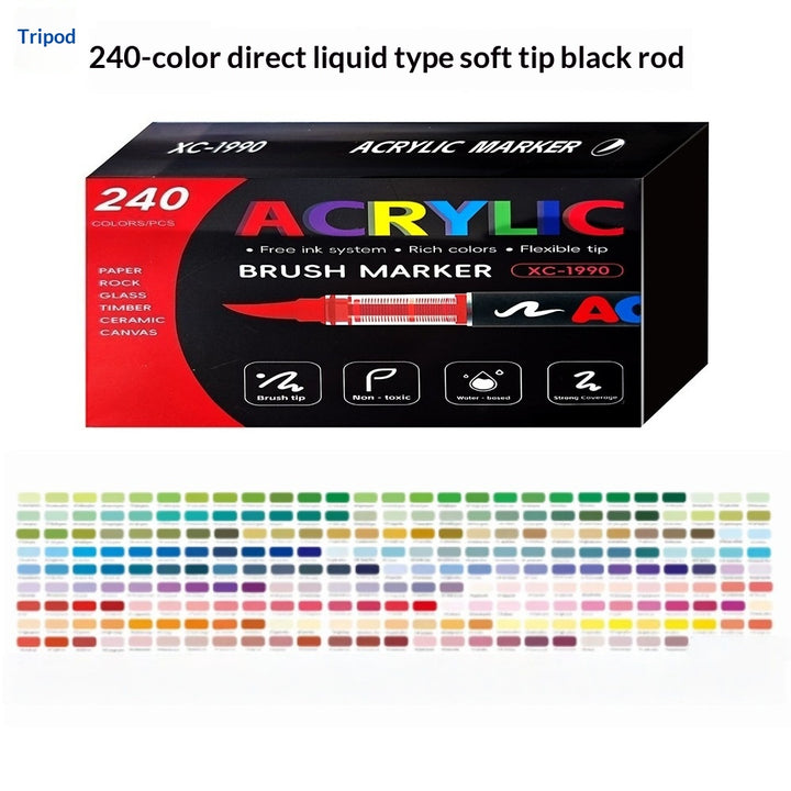 Direct-liquid Acrylic Soft-tip Black Rod Opaque Layerable Coloring Pen