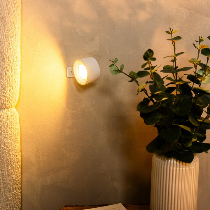 Cordless LED Wall Light with 360° Rotating Head, Touch Dimmer, 3 Colours