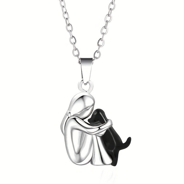 Fashion Little Girl And Dog Hug Necklace