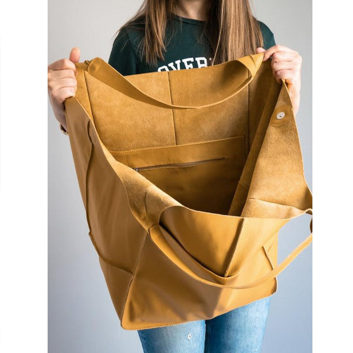 Oversized Leather Vintage Shoulder Bag for Women