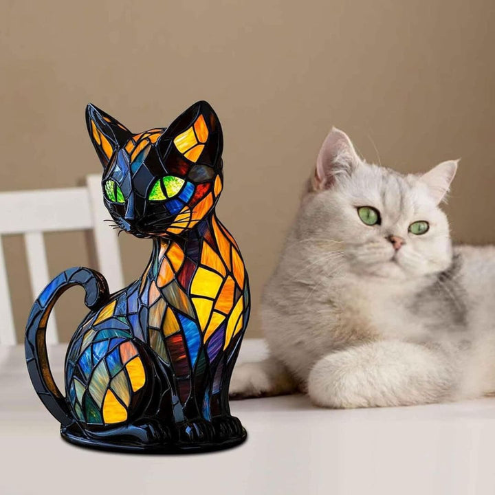 Dekorative Katzenlampe mit Mosaikdesign und Warmem Ambientelicht – Elegante Wohndekoration