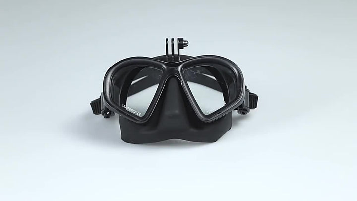 Gehärtete Tauchmaske mit Tasche - Taucherbrille mit Antifog und Kamerahalterung