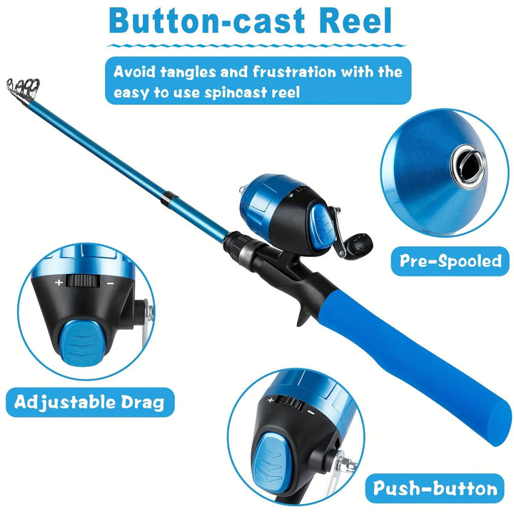 Complete Telescopic Fishing Rod and Reel Set with Carry Bag and Tackle Box