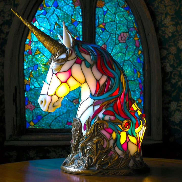 VitraGlow Handmade Glass Ornament | Elegant Resin and Glass Table Lamp with Vibrant Artistic Patterns