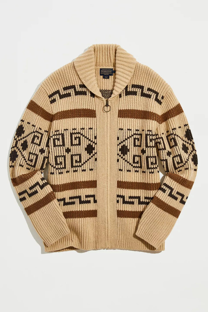Vintage Jacquard Knitted Men's Cardigan