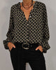 Geometric Pattern Cotton Blend Blouse