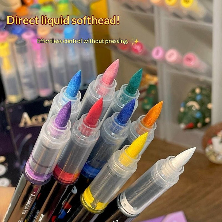Direct-liquid Acrylic Soft-tip Black Rod Opaque Layerable Coloring Pen