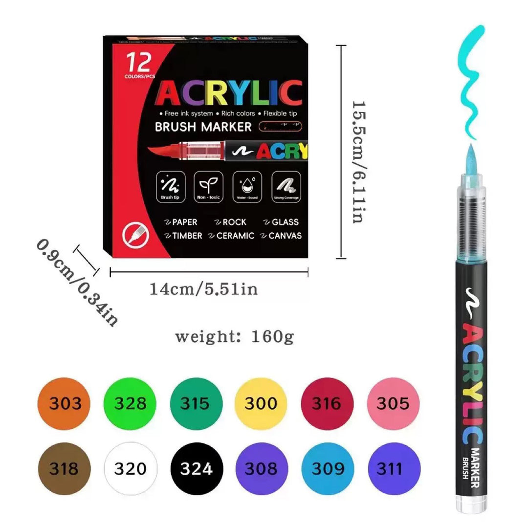Direct-liquid Acrylic Soft-tip Black Rod Opaque Layerable Coloring Pen