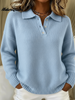 Classic Long-Sleeved Polo Collar Jumper for Men and Women, Soft Stretch Knit