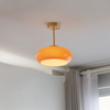 Glass Ceiling Lamp with Rounded Shade and Metal Stem