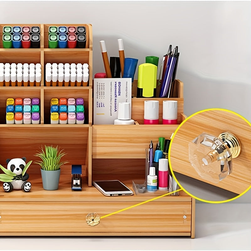 Spacious Bamboo Desk Organizer with Drawer – Organize Your Workspace Efficiently and in Style