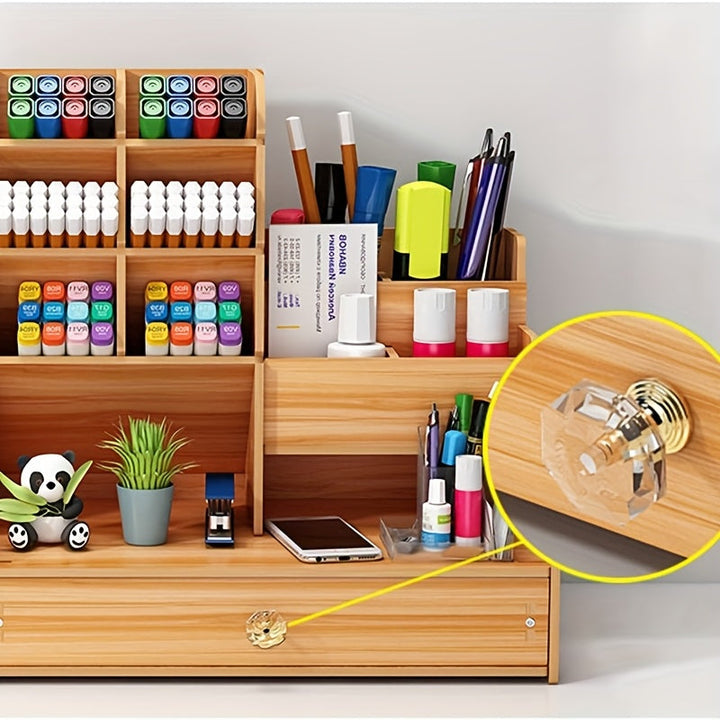 Spacious Bamboo Desk Organizer with Drawer – Organize Your Workspace Efficiently and in Style