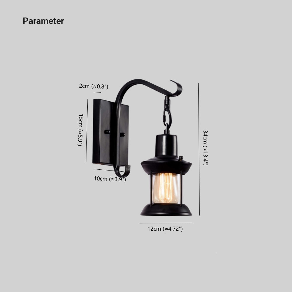 Silva Industrial Retro Wall Light Black/Bronze Interior Metal/Glass