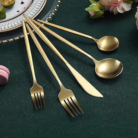 Luxe Stainless Steel Cutlery Set – Gold Design | 24 Pieces / 48 Pieces