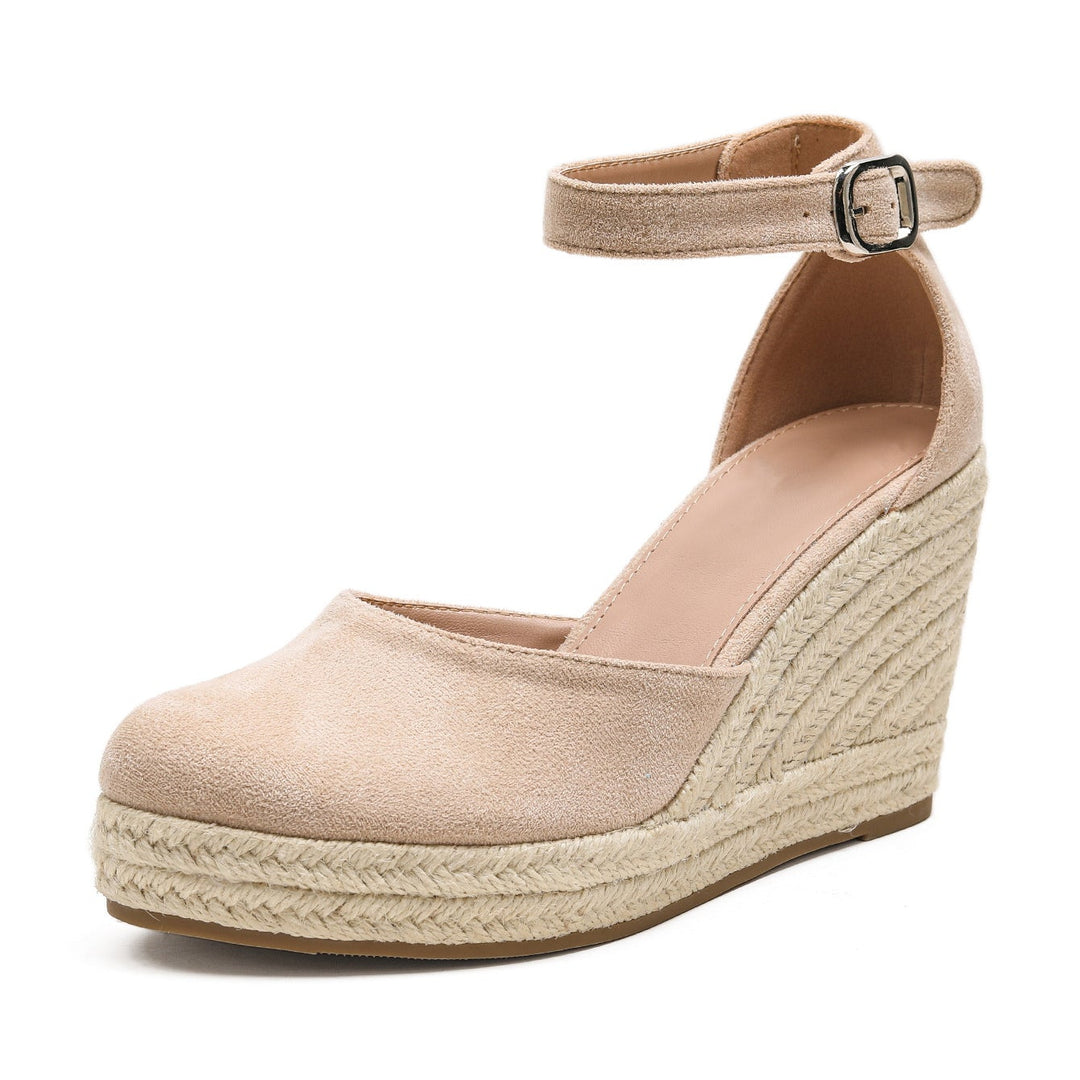 Womens Straw-Woven Jute-Strand High-Heel Sandals