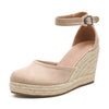 Womens Straw-Woven Jute-Strand High-Heel Sandals