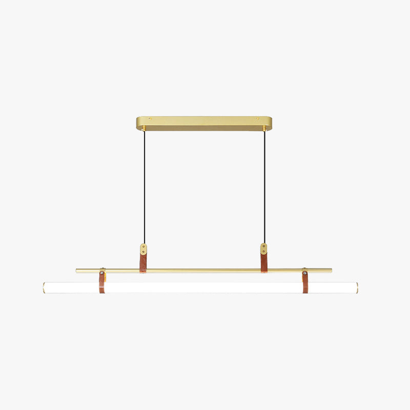 Inari Modern Linear Metal Chandelier, Black/Gold