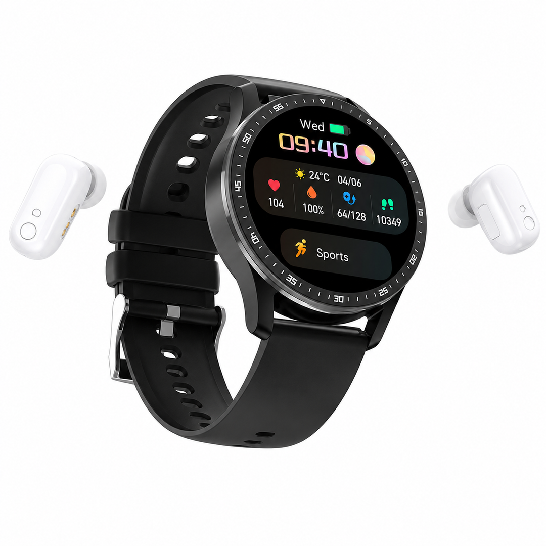 PrestigeTrack EchoWrist | Smartwatch mit Bluetooth-Kopfhörern für Fitness- und Gesundheitsüberwachung