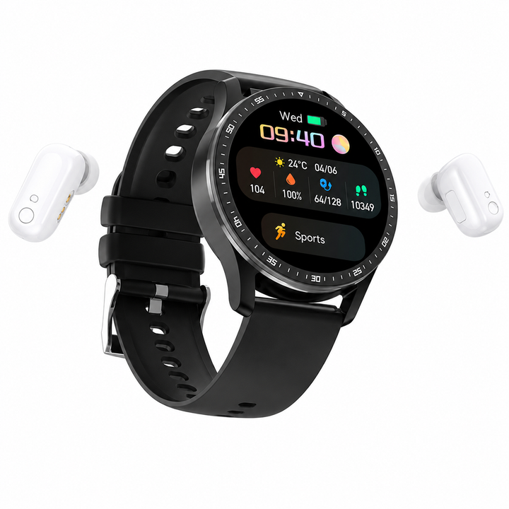 PrestigeTrack EchoWrist | Smartwatch mit Bluetooth-Kopfhörern für Fitness- und Gesundheitsüberwachung